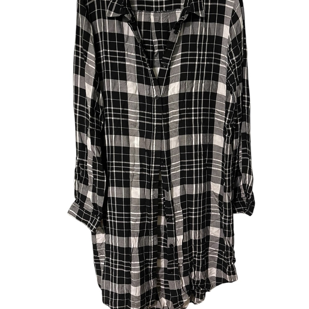 Long Flannel Plaid shirt dress/ tunic